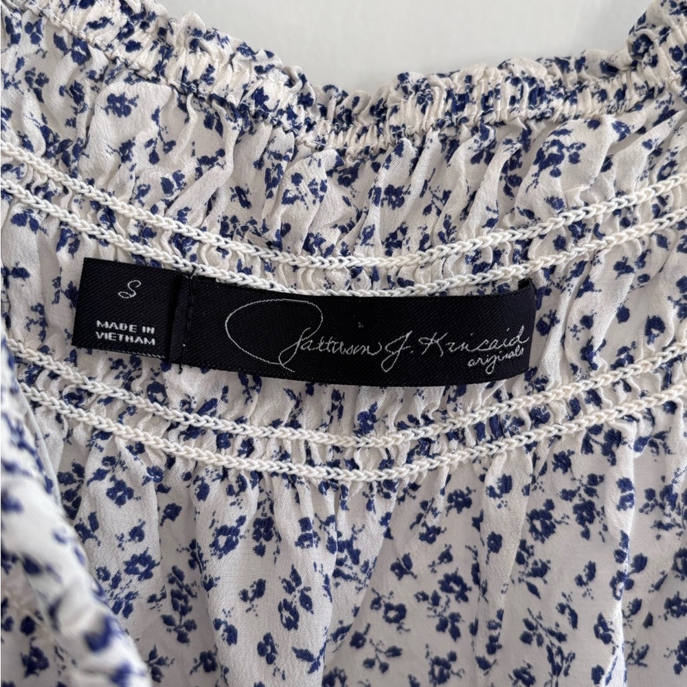 Sleeveless Floral Blue & White Women's Smocked Cami Top Boho Summer Peasantcore - Picture 4 of 7
